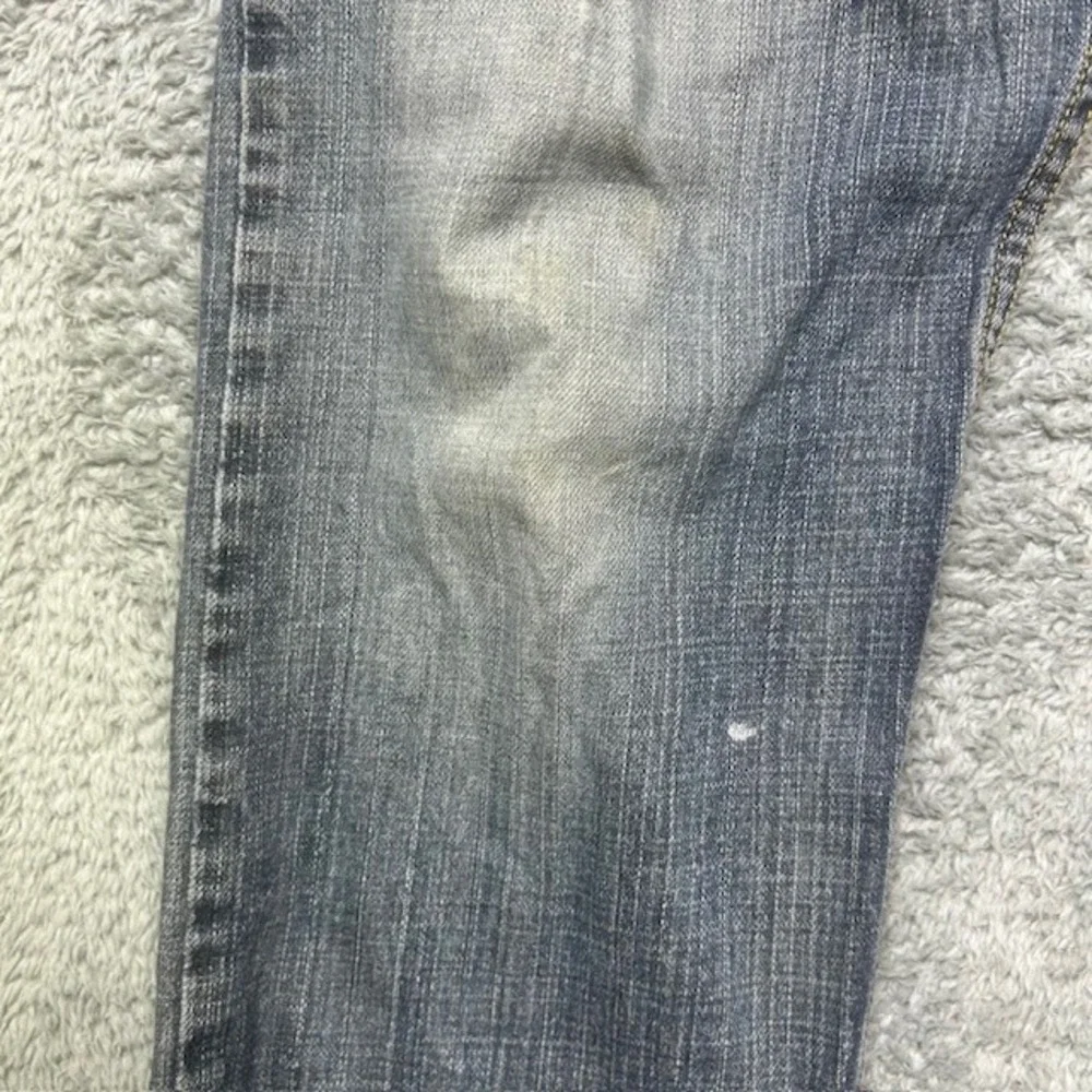 Levis 505 Jeans Mens 33x32 Blue Regular Fit Denim Distressed Paint‎ Stains